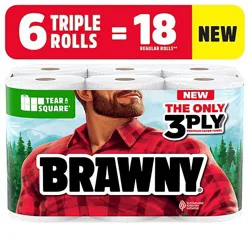 Brawny Tear-A-Square Triple Roll Paper Towels - 6 Count