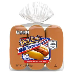 Ball Park Giant White Hot Dog Buns 6 Count - 12 Oz