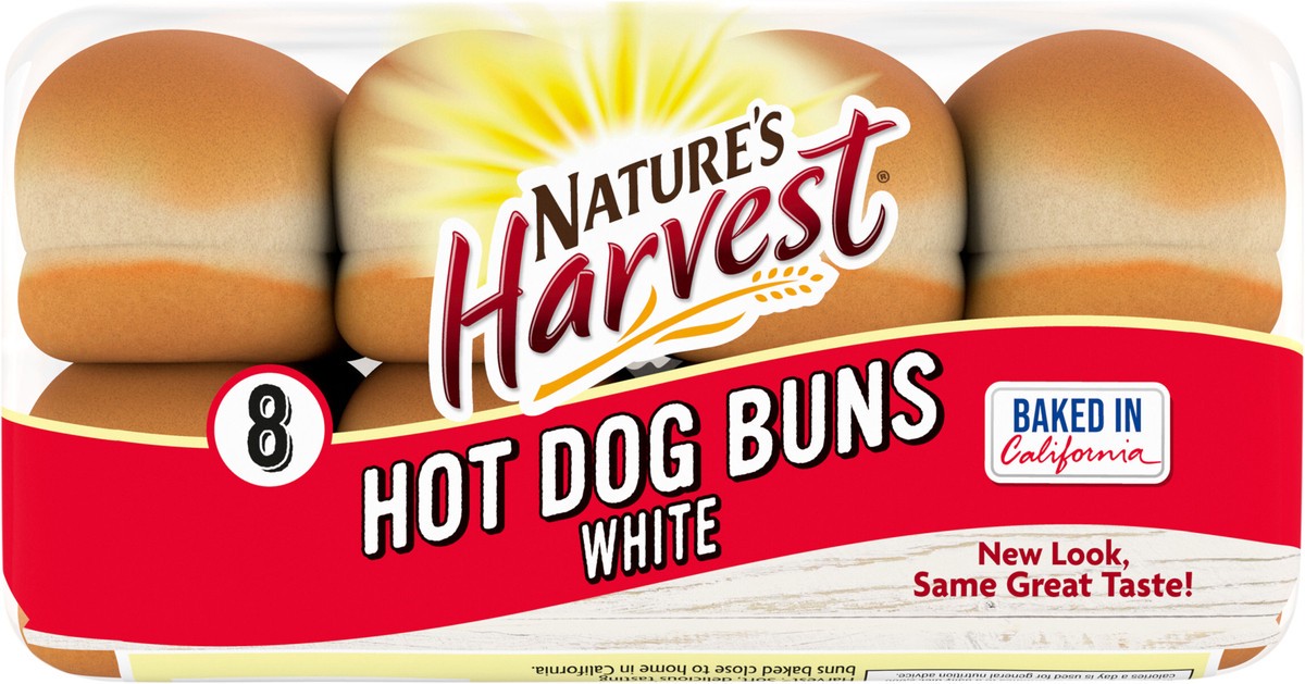 slide 2 of 13, Natures Harvest White Hot Dog Buns 8 Count - 14 Oz, 14 oz