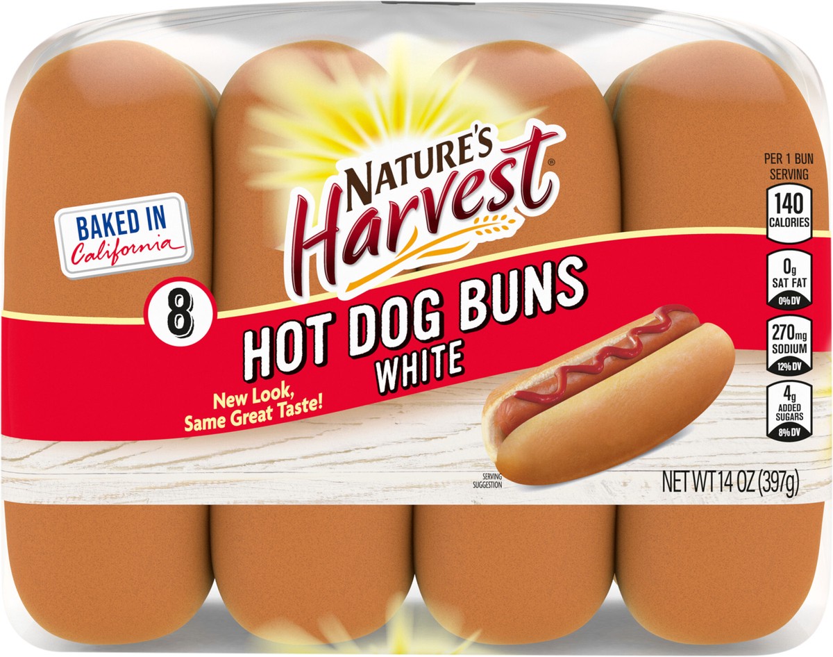 slide 8 of 13, Natures Harvest White Hot Dog Buns 8 Count - 14 Oz, 14 oz