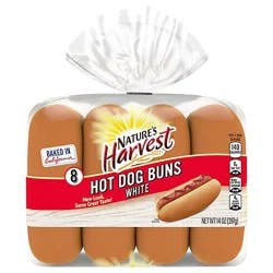 Natures Harvest White Hot Dog Buns 8 Count - 14 Oz