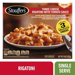 Stouffers Three Cheese Rigatoni Frozen Entree 10oz Box - 10 Oz