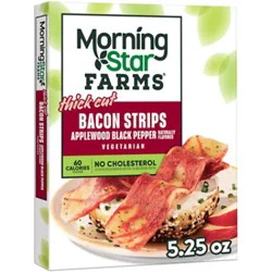 Morningstar Farms Vegetarian Bacon Strips Applewood Black Pepper Thick Cut Meatless - 5.25 Oz