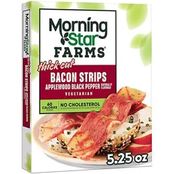 Morningstar Farms Vegetarian Bacon Strips Applewood Black Pepper Thick Cut Meatless - 5.25 Oz