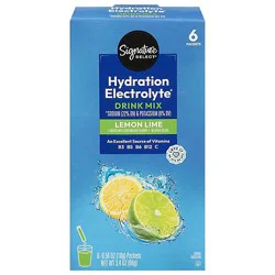 Signature Select Hydration Electrolyte Drink Mix Lemon Lime 6 Count - 6 Ct