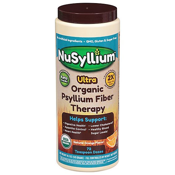 slide 1 of 1, Nusyllium Ultra Sugar Free Organic Psyllium Fiber Therapy - 21 Oz, 21 oz