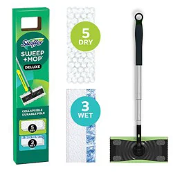 Swiffer Sweep Plus Mop Pro Sweeping Kit - 1 Sweeper 5 Dry Sweeping Clothes And 3 Wet Mopping Cloths - Ea