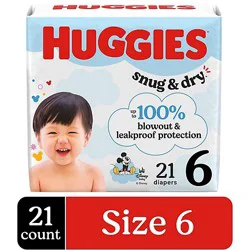 Huggies Snug & Dry Baby Diapers,, Size 6 (35+ Lbs) - 21 Count
