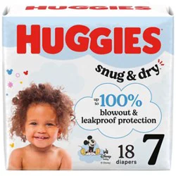 Huggies Snug & Dry Baby Diapers, Size 7 (41+ Lbs) - 18 Count