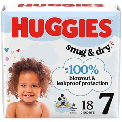 Huggies Snug & Dry Baby Diapers, Size 7 (41+ Lbs) - 18 Count