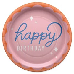 American Greetings Happy Birthday On Pink 9" Paper Plates - 10 Count