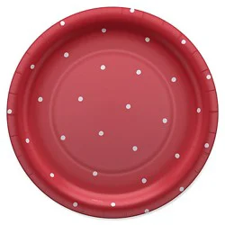 American Greetings Polka Dots On Red 9" Paper Plates - 10 Count