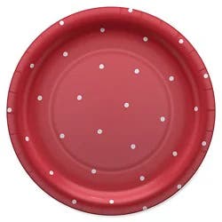 American Greetings Polka Dots On Red 9" Paper Plates - 10 Count