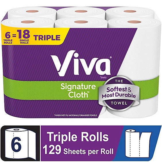 slide 1 of 1, Viva Signature Cloth Paper Towels 129 Sheets Per Roll - 6 Count, 6 ct