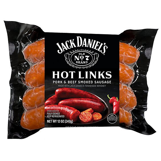 slide 1 of 1, Jack Daniels Hot Link Pork & Beef Sausage 12 Oz - 12 Oz, 12 oz