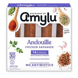 Amylu Andouille Chicken Sausage 12 Oz - 12 Oz