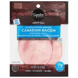 Signature Select Thick Cut Hickory Smoked Canadian Bacon 6 Oz - 6 Oz