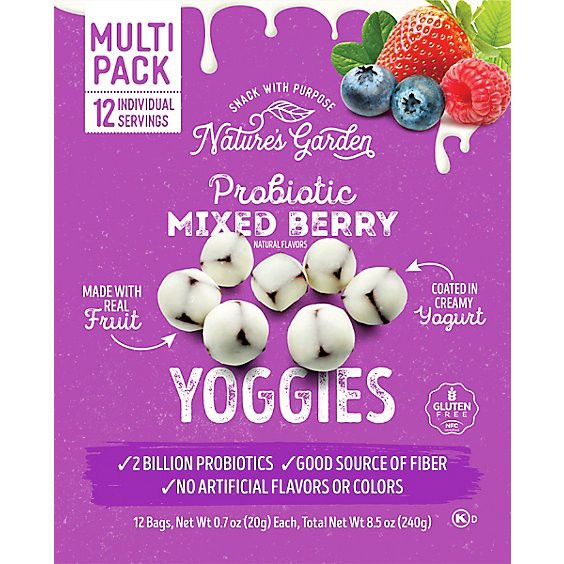slide 1 of 1, Nature's Garden Probiotic Mixed Berry Yoggies 6 / 12 X 0.7oz - 8.5 Oz, 12 ct