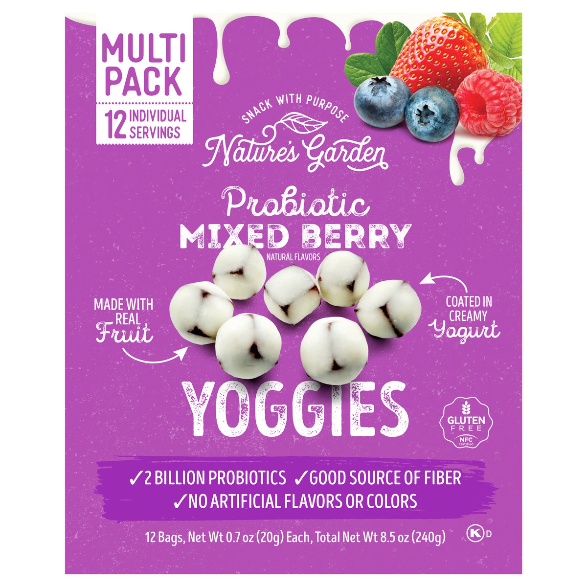 slide 9 of 11, Nature's Garden Probiotic Mixed Berry Yoggies 6 / 12 X 0.7oz - 8.5 Oz, 12 ct