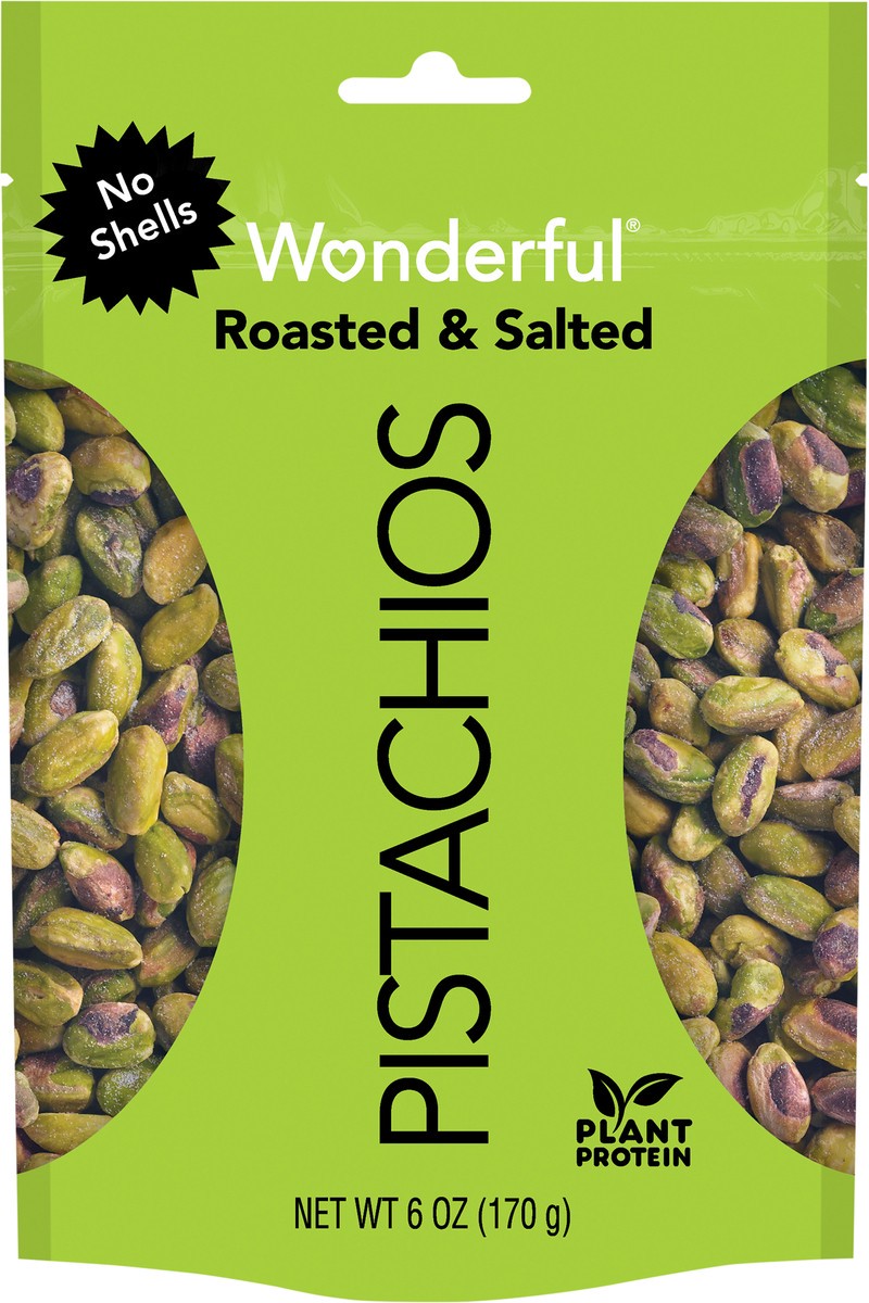 slide 3 of 6, Wonderful Pistachios, No Shells, Roasted & Salted Nuts, 6 Ounce Resealable Pouch , 6 oz