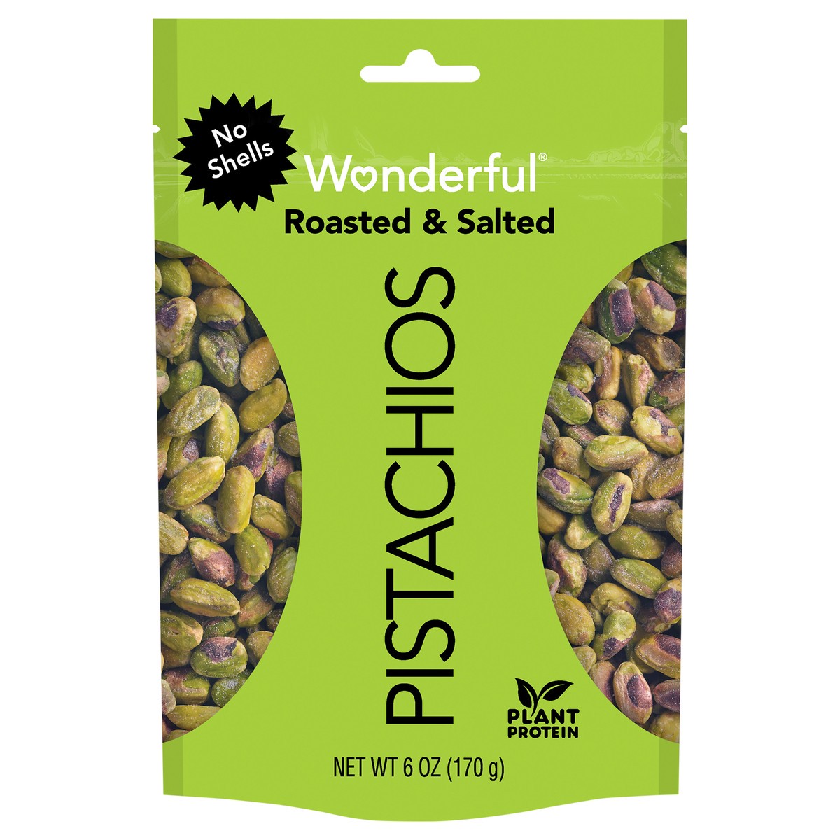 slide 1 of 6, Wonderful Pistachios, No Shells, Roasted & Salted Nuts, 6 Ounce Resealable Pouch , 6 oz