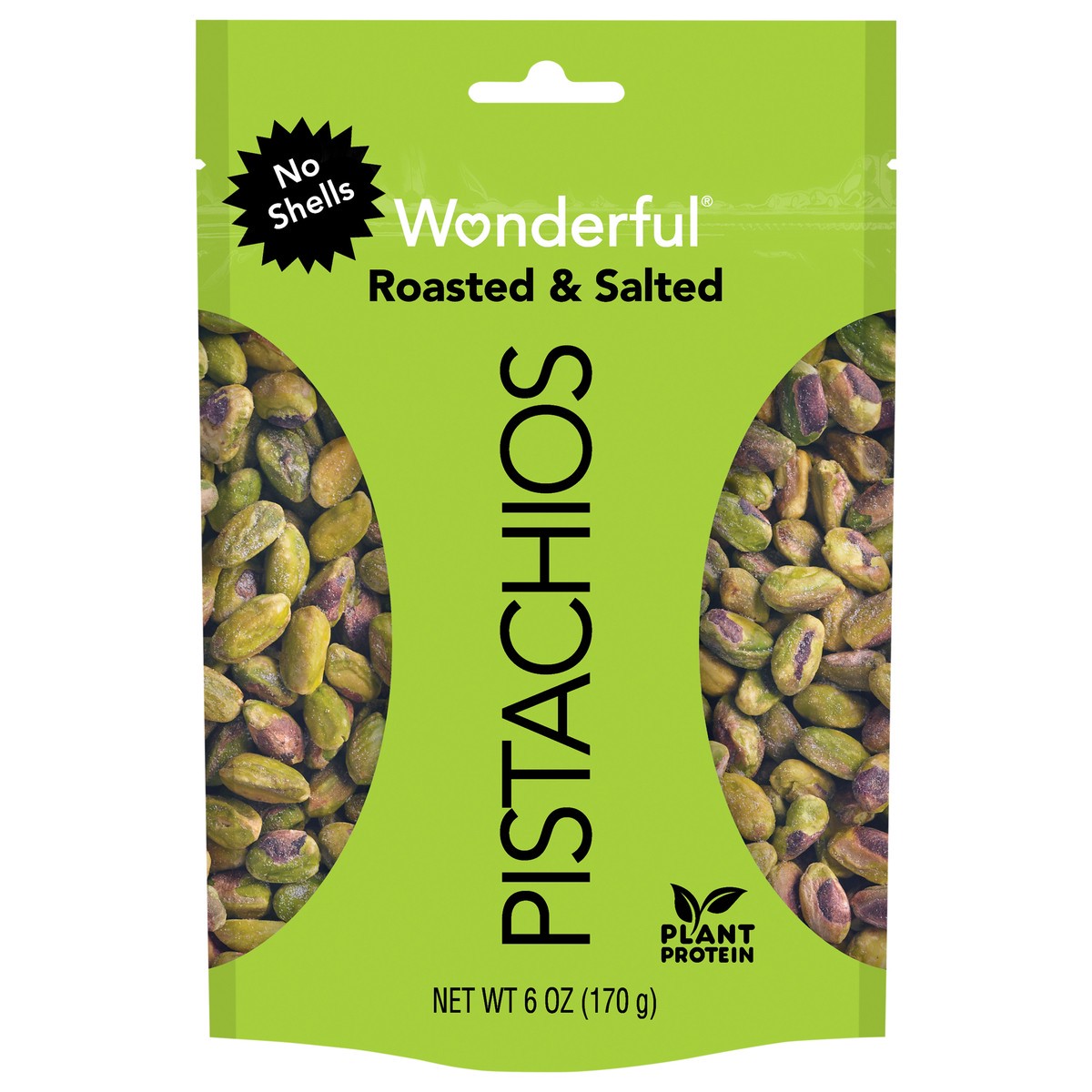 slide 1 of 6, Wonderful Pistachios, No Shells Roasted & Salted Nuts, 6 Ounce Bag, 6 oz
