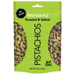 Wonderful Pistachios, No Shells Roasted & Salted Nuts, 6 Ounce Bag
