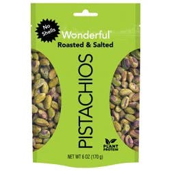Wonderful Pistachios, No Shells Roasted & Salted Nuts, 6 Ounce Bag