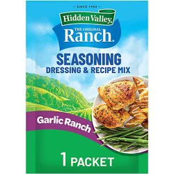 Hidden Valley Seasoning, Dressing And Recipe Mix, Garlic Ranch, 1 Ounce - 1 Oz