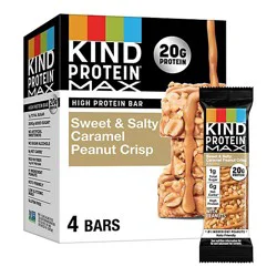 Kind Protein Max Sweet & Salty Caramel Peanut Crisp Gluten Free Protein Bars - 4-2.2 Oz