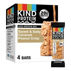 Kind Protein Max Sweet & Salty Caramel Peanut Crisp Gluten Free Protein Bars - 4-2.2 Oz