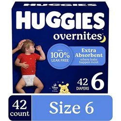 Huggies Overnites Nighttime Baby Diapers, Size 6 (35+ Lbs) - 42 Count