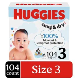 Huggies Snug & Dry Baby Diapers, Size 3 (16-28 Lbs) - 104 Count