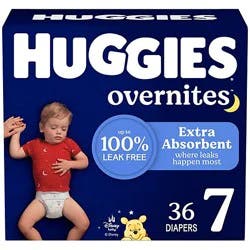 Huggies Overnites Nighttime Baby Diapers, Size 7 (41+ Lbs) - 36 Count
