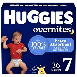 Huggies Overnites Nighttime Baby Diapers, Size 7 (41+ Lbs) - 36 Count