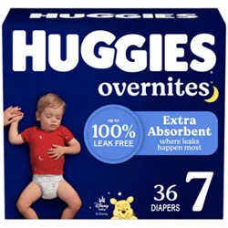 Huggies Overnites Nighttime Baby Diapers, Size 7 (41+ Lbs) - 36 Count
