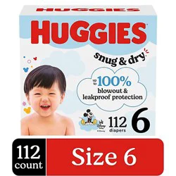 Huggies Snug & Dry Baby Diapers, Size 6 (35+ Lbs) - 112 Count
