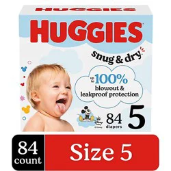Huggies Snug & Dry Baby Diapers, Size 5 (27+ Lbs) - 84 Count