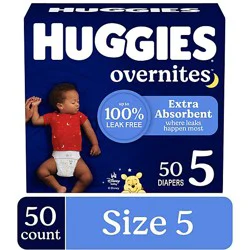 Huggies Overnites Nighttime Baby Diapers, Size 5 (27+ Lbs) - 50 Count