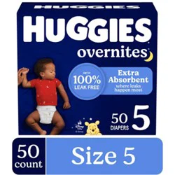 Huggies Overnites Nighttime Baby Diapers, Size 5 (27+ Lbs) - 50 Count