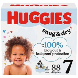 Huggies Snug & Dry Size 7 Baby Diapers, (41+ Lbs) - 88 Count