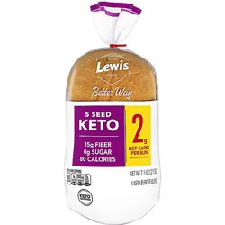Lewis Bake Shop Healthy Life 5 Seed Keto Burger Buns - 7.5 Oz