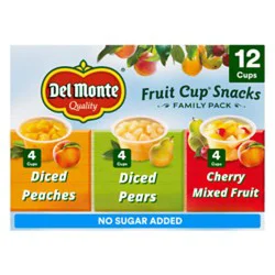 Del Monte Fruit Cup Snacks Variety Pack With No Added Sugar - 12-4 Oz