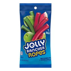 Jolly Rancher Ropes Green Apple & Watermelon Flavored Candy Peg Bag - 6 Oz