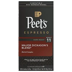 Peet's Coffee, Major Dickason's Dark Roast Capsules - 10ct Capsules - 10 Ct