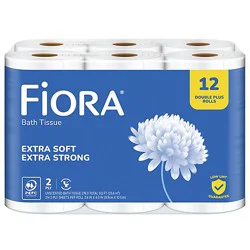 Fiora Double Rolls 12 Pack Bath Tissue Unscented - 12 Rl