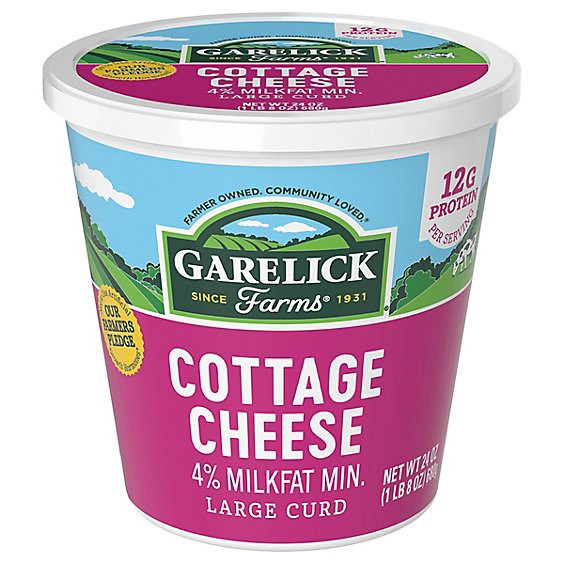 slide 1 of 1, Garelick Farms Cottage Cheese 4% Large Curd , 24 Oz - 24 Oz, 24 oz