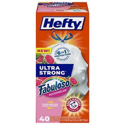Hefty Ultra Strong Ds Tall Kitchen Bags Wastebags 13 Gallon White Fabuloso Watermelon 40 Ct - 40 Ct
