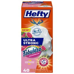 Hefty Ultra Strong Ds Tall Kitchen Bags Wastebags 13 Gallon White Fabuloso Watermelon 40 Ct - 40 Ct