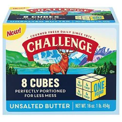 Challenge Unsalted Butter Cubes, 8-2 Oz, 16 Oz Cubes - 16 Oz